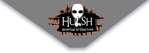 Hush haunted house in Michigan logo, Detroit haunted house