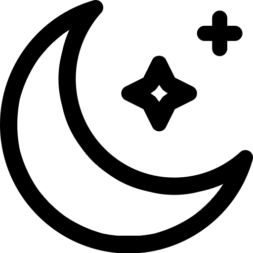 Black Moon and Star icon on a transparent background.