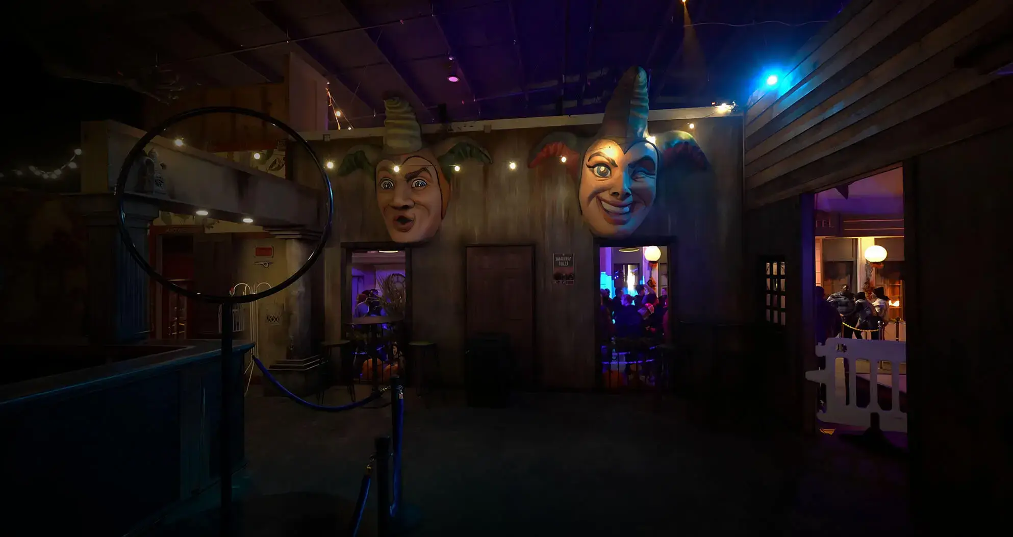 Interior street scene inside Hush haunted attraction